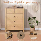 Commode 5 tiroirs - Meuble de rangement moderne en bois de 140 cm de haut avec dispositif anti-basculement pour chambre à coucher, salon, entrée, couloir et bureau à domicile