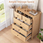 Commode 5 tiroirs - Meuble de rangement moderne en bois de 140 cm de haut avec dispositif anti-basculement pour chambre à coucher, salon, entrée, couloir et bureau à domicile