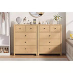 Commode 5 tiroirs - Meuble de rangement moderne en bois de 140 cm de haut avec dispositif anti-basculement pour chambre à coucher, salon, entrée, couloir et bureau à domicile