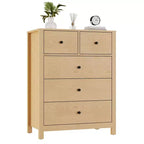 Commode 5 tiroirs - Meuble de rangement moderne en bois de 140 cm de haut avec dispositif anti-basculement pour chambre à coucher, salon, entrée, couloir et bureau à domicile