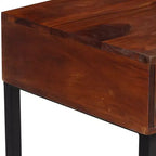 vidaXL Bureau d'ordinateur de bureau en bois de sheesham massif et cuir véritable - Marron foncé