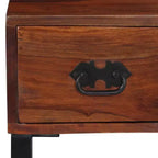 vidaXL Bureau d'ordinateur de bureau en bois de sheesham massif et cuir véritable - Marron foncé
