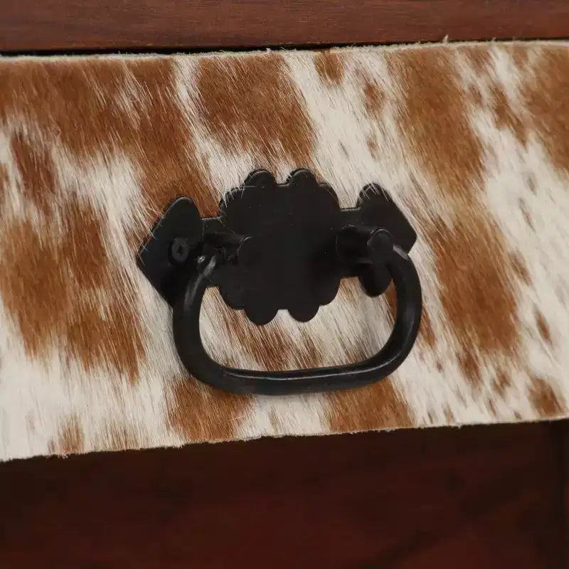 vidaXL Bureau d'ordinateur de bureau en bois de sheesham massif et cuir véritable - Marron foncé