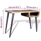 vidaXL Bureau en Bois de Récupération avec Pieds en Fer
