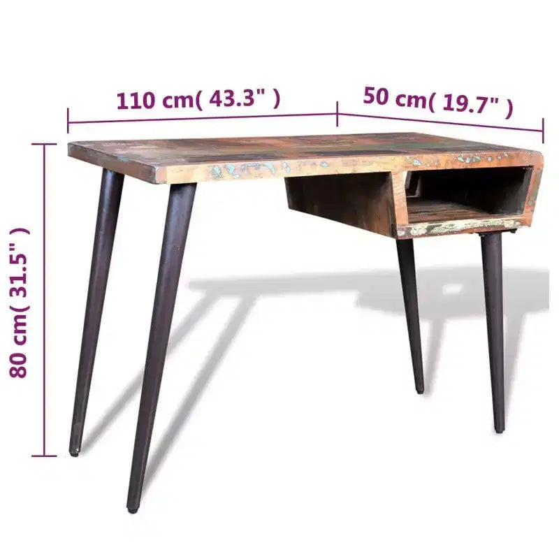 vidaXL Bureau en Bois de Récupération avec Pieds en Fer