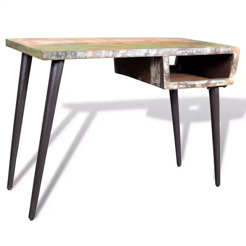vidaXL Bureau en Bois de Récupération avec Pieds en Fer