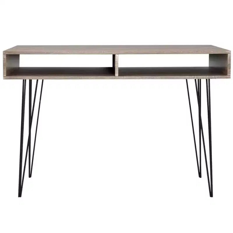 vidaXL Bureau avec 2 compartiments Gris