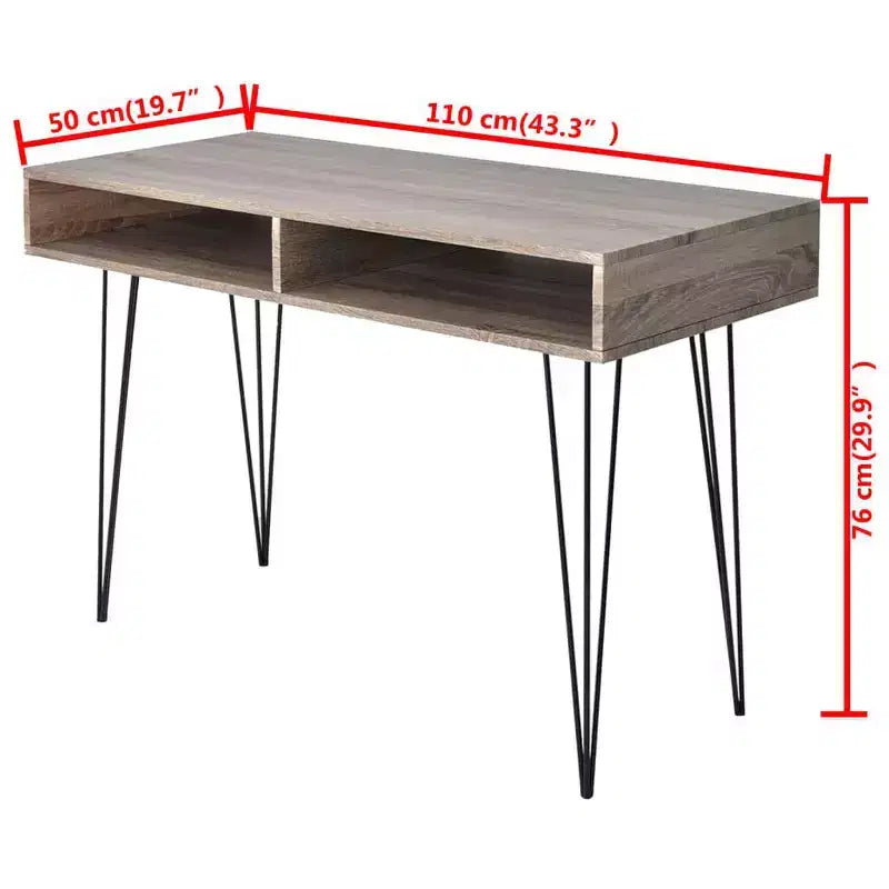 vidaXL Bureau avec 2 compartiments Gris