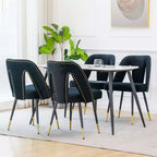 2 chaises de salle à manger modernes rembourrées en velours avec clous et pieds en métal noir aux embouts dorés, fauteuils d'appoint pour le salon, la chambre et le restaurant