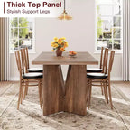 Table à manger rectangulaire de 180 cm pour 6-8 personnes, grande table de cuisine de style ferme, table de dîner en bois avec plateau épaissi et pieds plats robustes