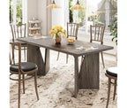 Table à manger rectangulaire de 180 cm pour 6-8 personnes, grande table de cuisine de style ferme, table de dîner en bois avec plateau épaissi et pieds plats robustes