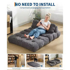 COZONY Canapé-lit pliant 3 en 1, chaise de sol pliable avec oreiller, futon de sol en velours côtelé, lit pliant en mousse déchiquetée pour salon/chambre à coucher