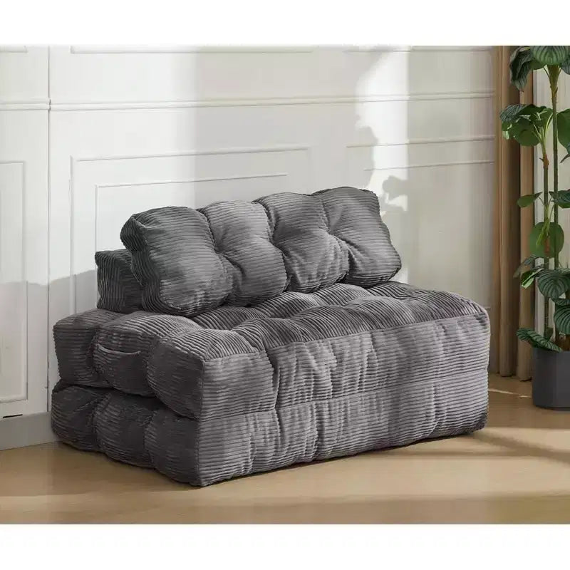 COZONY Canapé-lit pliant 3 en 1, chaise de sol pliable avec oreiller, futon de sol en velours côtelé, lit pliant en mousse déchiquetée pour salon/chambre à coucher
