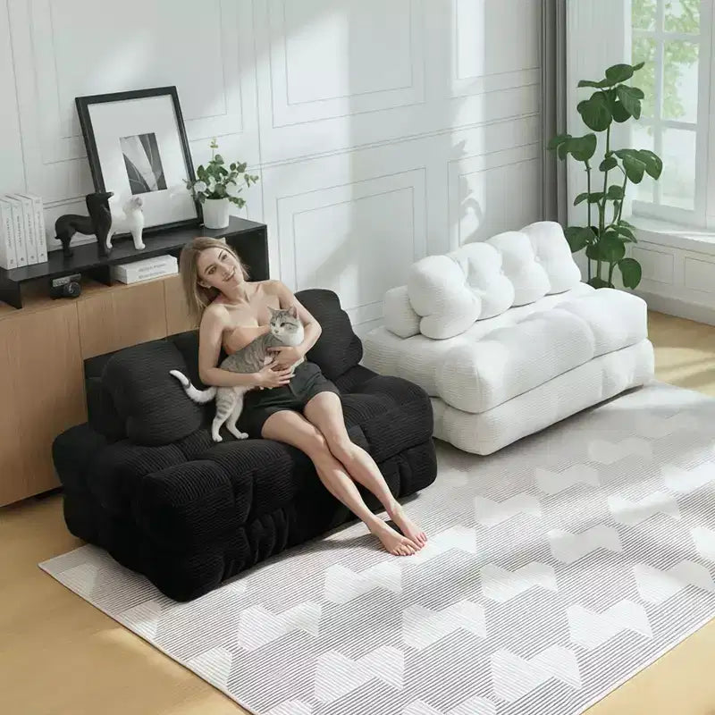 COZONY Canapé-lit pliant 3 en 1, chaise de sol pliable avec oreiller, futon de sol en velours côtelé, lit pliant en mousse déchiquetée pour salon/chambre à coucher