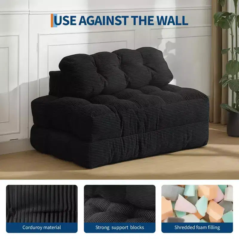 COZONY Canapé-lit pliant 3 en 1, chaise de sol pliable avec oreiller, futon de sol en velours côtelé, lit pliant en mousse déchiquetée pour salon/chambre à coucher