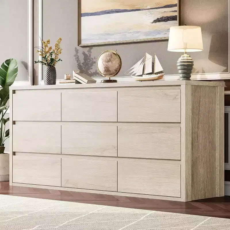 Commode à 9 tiroirs pour chambre à coucher, grande commode moderne, grand organisateur de rangement en bois pour salon, couloir, entrée