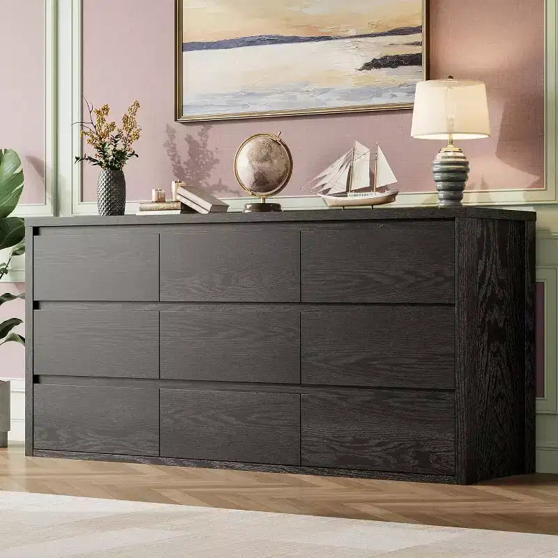 Commode à 9 tiroirs pour chambre à coucher, grande commode moderne, grand organisateur de rangement en bois pour salon, couloir, entrée