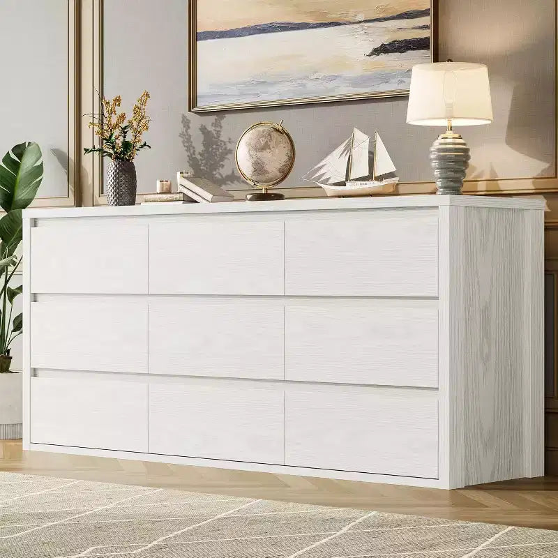 Commode à 9 tiroirs pour chambre à coucher, grande commode moderne, grand organisateur de rangement en bois pour salon, couloir, entrée
