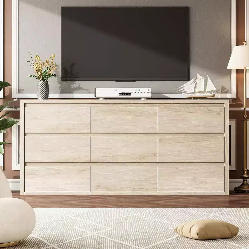 Commode à 9 tiroirs pour chambre à coucher, grande commode moderne, grand organisateur de rangement en bois pour salon, couloir, entrée