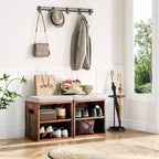 Banc de rangement pour chaussures Okak moderne avec cadre en bois et siège rembourré doux, petit banc d'appoint pour l'entrée, la chambre