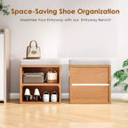 Banc de rangement pour chaussures Okak moderne avec cadre en bois et siège rembourré doux, petit banc d'appoint pour l'entrée, la chambre