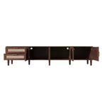 Meuble TV de 86 po pour téléviseurs jusqu'à 90 po, console TV de centre de divertissement moderne avec lumières LED contrôlées par application, marron foncé - ModernLuxe