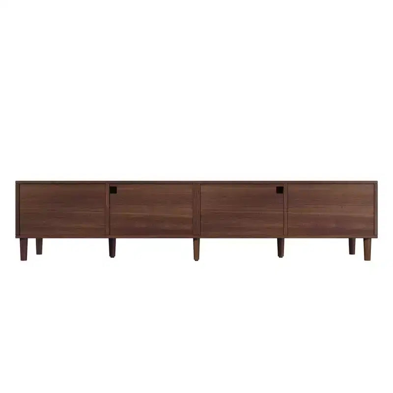 Meuble TV de 86 po pour téléviseurs jusqu'à 90 po, console TV de centre de divertissement moderne avec lumières LED contrôlées par application, marron foncé - ModernLuxe