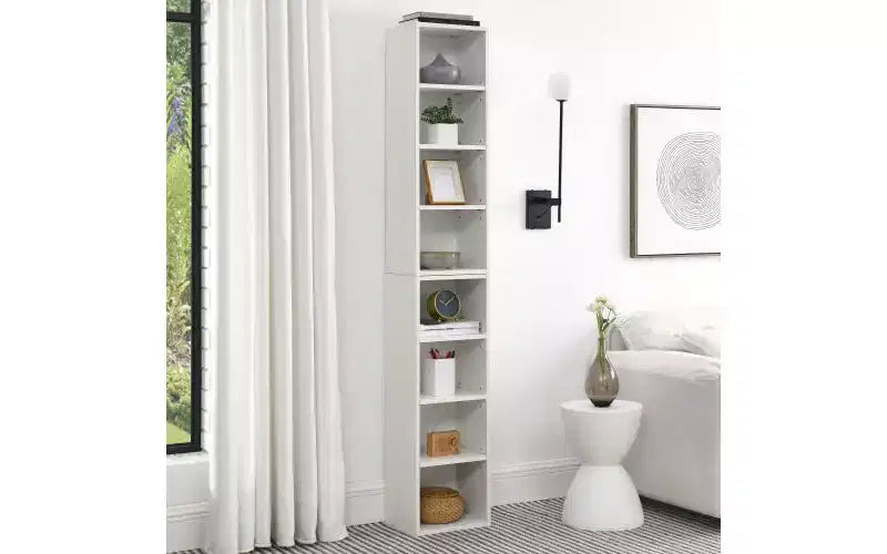 TUYOHW Étagère haute à 8 niveaux, meuble de rangement étroit en cubes, étagère de présentation avec étagères réglables, bibliothèques verticales pour salon, bureau