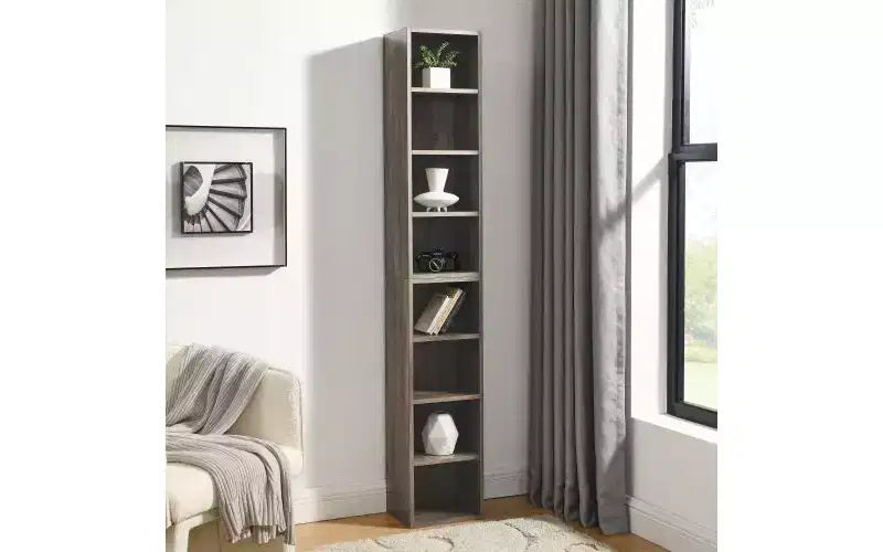 TUYOHW Étagère haute à 8 niveaux, meuble de rangement étroit en cubes, étagère de présentation avec étagères réglables, bibliothèques verticales pour salon, bureau