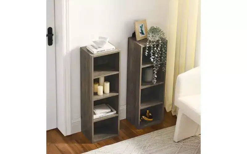TUYOHW Étagère haute à 8 niveaux, meuble de rangement étroit en cubes, étagère de présentation avec étagères réglables, bibliothèques verticales pour salon, bureau