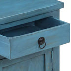 vidaXL Table de chevet - Table de nuit avec rangement - Bois de manguier massif - Bleu - 15,7x11,8x19,7 - Style vintage - Chambre/Bureau/Salon