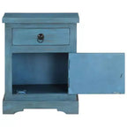 vidaXL Table de chevet - Table de nuit avec rangement - Bois de manguier massif - Bleu - 15,7x11,8x19,7 - Style vintage - Chambre/Bureau/Salon