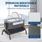 Moïse pour bébé, cododo 3 en 1 réglable avec roulettes et moustiquaire, moïse portable de chevet pour nouveau-né et tout-petit, utilisation à domicile