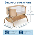 Moïse pour bébé, cododo 3 en 1 réglable avec roulettes et moustiquaire, moïse portable de chevet pour nouveau-né et tout-petit, utilisation à domicile