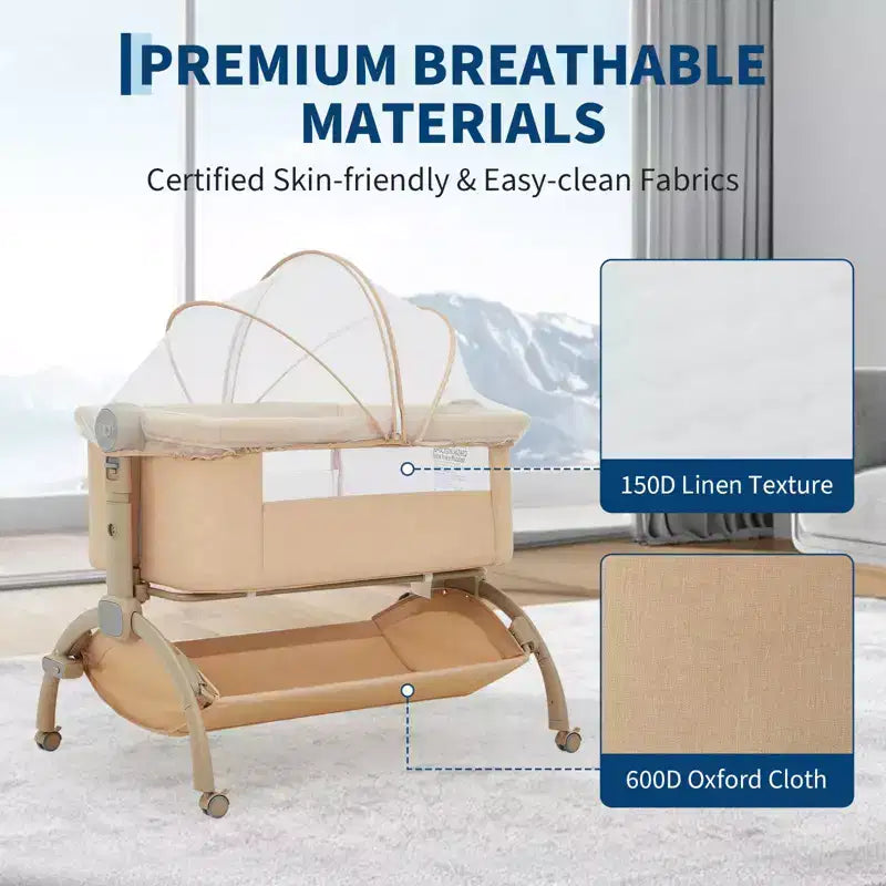 Moïse pour bébé, cododo 3 en 1 réglable avec roulettes et moustiquaire, moïse portable de chevet pour nouveau-né et tout-petit, utilisation à domicile