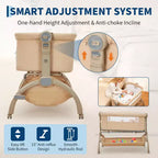 Moïse pour bébé, cododo 3 en 1 réglable avec roulettes et moustiquaire, moïse portable de chevet pour nouveau-né et tout-petit, utilisation à domicile