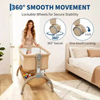 Moïse pour bébé, cododo 3 en 1 réglable avec roulettes et moustiquaire, moïse portable de chevet pour nouveau-né et tout-petit, utilisation à domicile