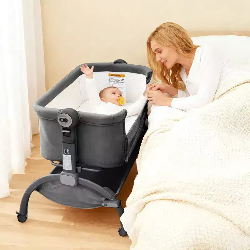 Moïse pour bébé, cododo 3 en 1 réglable avec roulettes et moustiquaire, moïse portable de chevet pour nouveau-né et tout-petit, utilisation à domicile
