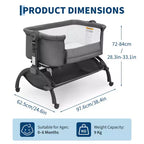Moïse pour bébé, cododo 3 en 1 réglable avec roulettes et moustiquaire, moïse portable de chevet pour nouveau-né et tout-petit, utilisation à domicile