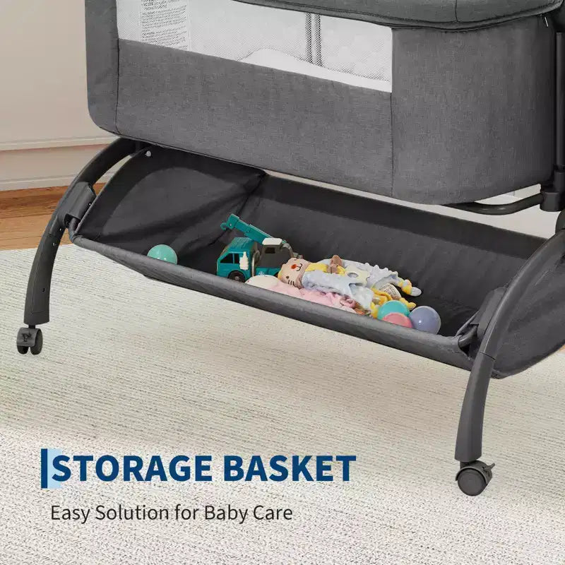 Moïse pour bébé, cododo 3 en 1 réglable avec roulettes et moustiquaire, moïse portable de chevet pour nouveau-né et tout-petit, utilisation à domicile
