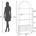 Étagère, Bibliothèque haute avec armoire en bois, Étagères de rangement sur pied pour salon et bureau à domicile, Blanc