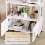 Étagère, Bibliothèque haute avec armoire en bois, Étagères de rangement sur pied pour salon et bureau à domicile, Blanc