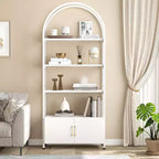 Étagère, Bibliothèque haute avec armoire en bois, Étagères de rangement sur pied pour salon et bureau à domicile, Blanc