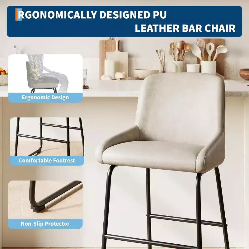 GustoWave Tabourets de bar en cuir PU hauteur comptoir, lot de 4 pour îlot de cuisine, comptoir