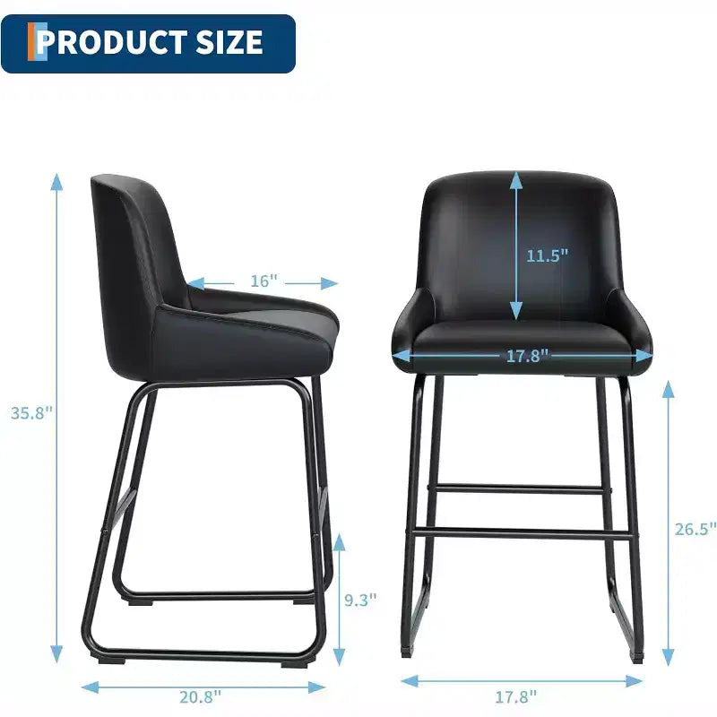 GustoWave Tabourets de bar en cuir PU hauteur comptoir, lot de 4 pour îlot de cuisine, comptoir