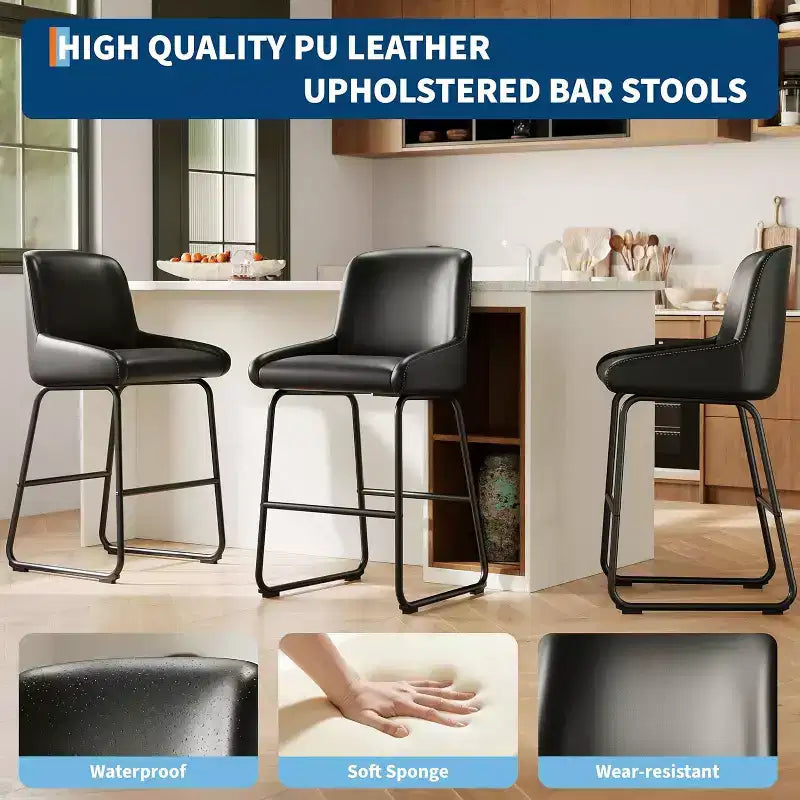 GustoWave Tabourets de bar en cuir PU hauteur comptoir, lot de 4 pour îlot de cuisine, comptoir