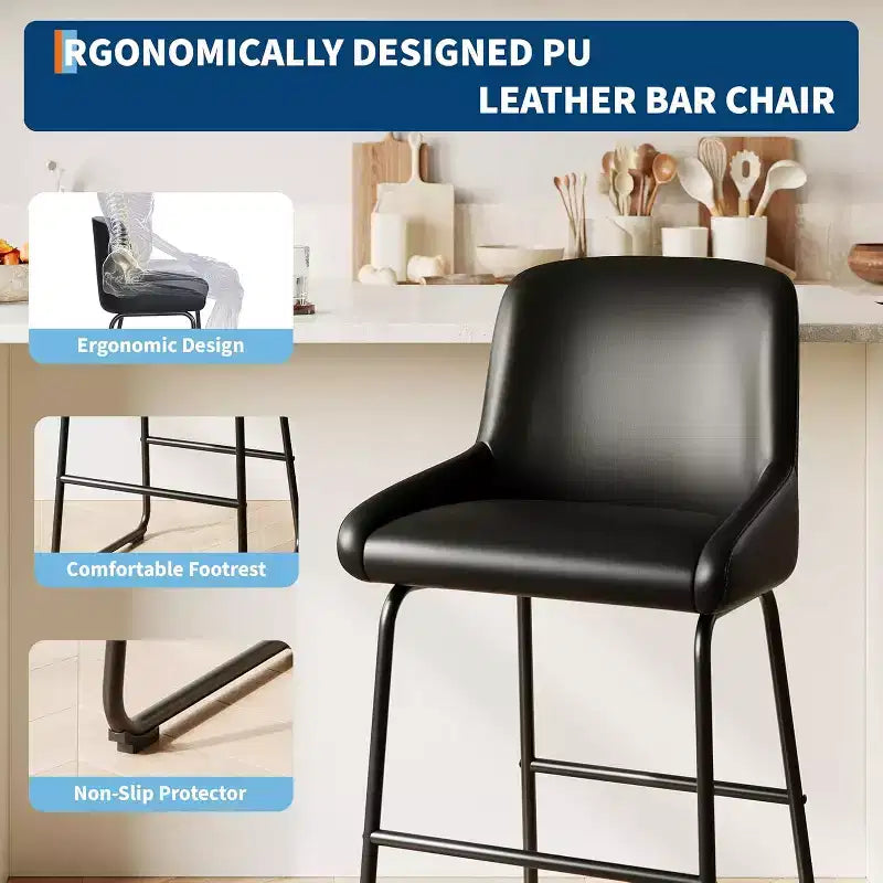 GustoWave Tabourets de bar en cuir PU hauteur comptoir, lot de 4 pour îlot de cuisine, comptoir