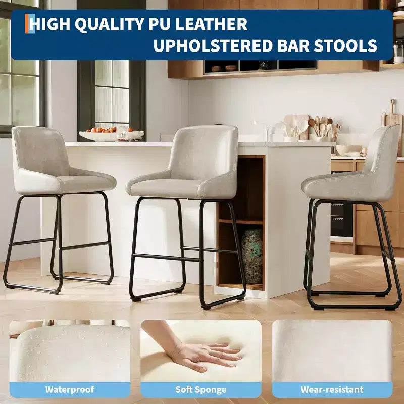 GustoWave Tabourets de bar en cuir PU hauteur comptoir, lot de 4 pour îlot de cuisine, comptoir