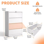 VIYET 52H Classeur latéral à 4 tiroirs avec serrure, armoire de classement métallique verrouillable blanche pour le bureau à domicile, convient aux documents de format légal/lettre/A4/F4