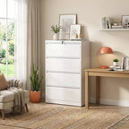 VIYET 52H Classeur latéral à 4 tiroirs avec serrure, armoire de classement métallique verrouillable blanche pour le bureau à domicile, convient aux documents de format légal/lettre/A4/F4